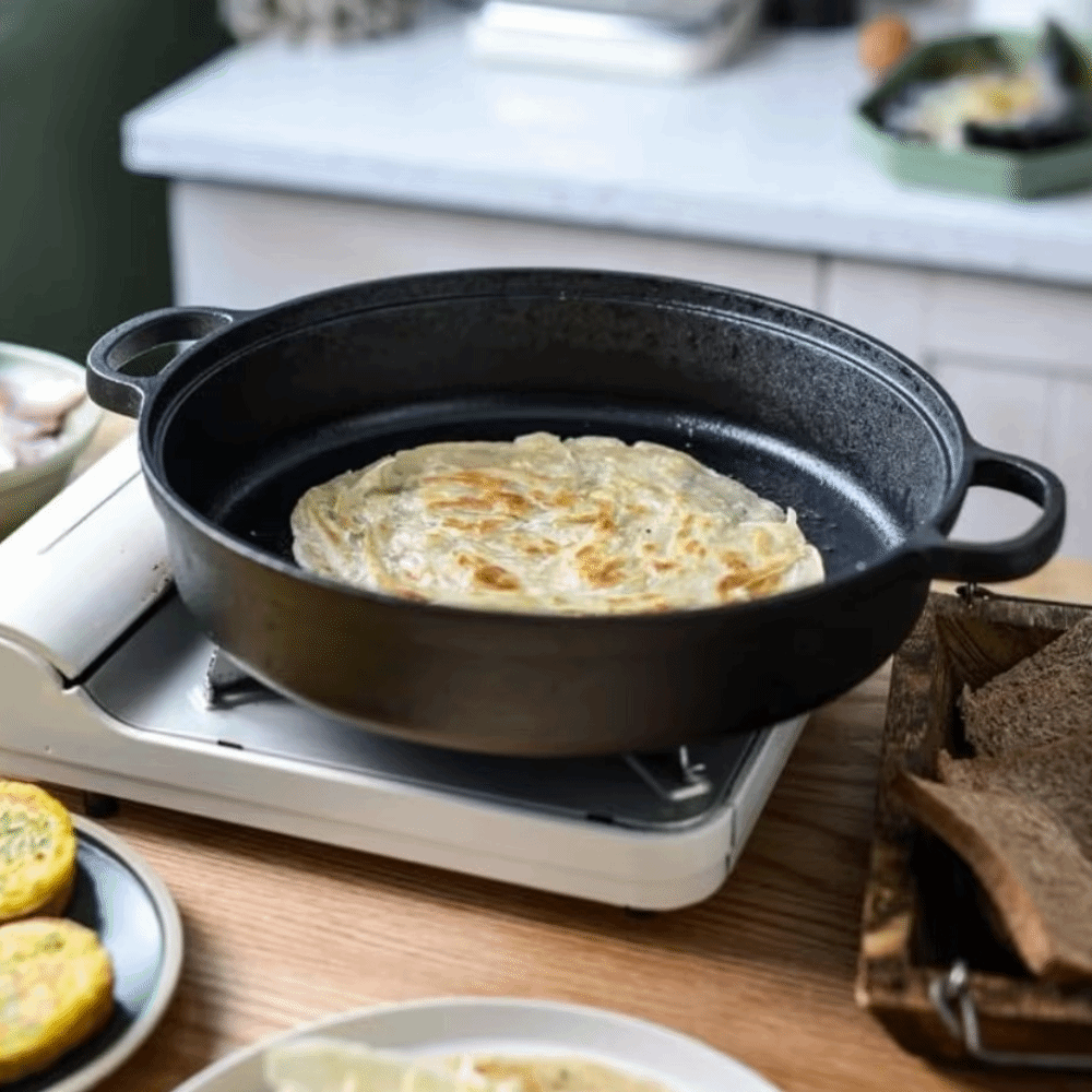 Cast Iron Skillet - مقلاة ووك متينة غير لاصقة من