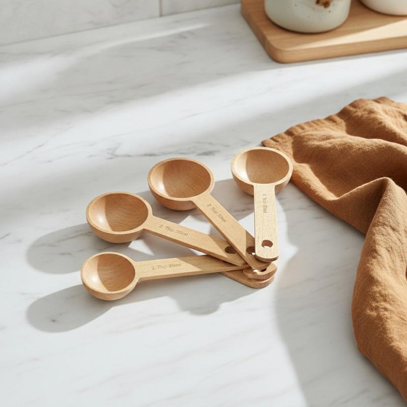 Kitchen Gadgets For Gifts - ملعقة قياس خشبية 7.5-45 مل محمولة
