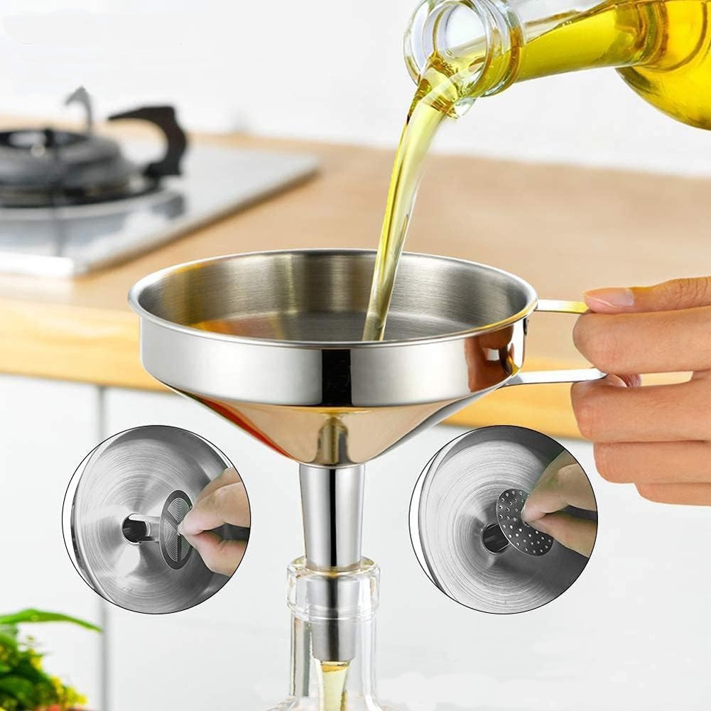 1 قطعة قمع زيت طهي من الستانلس - مراجعة Kitchen Gadgets Design وسعره