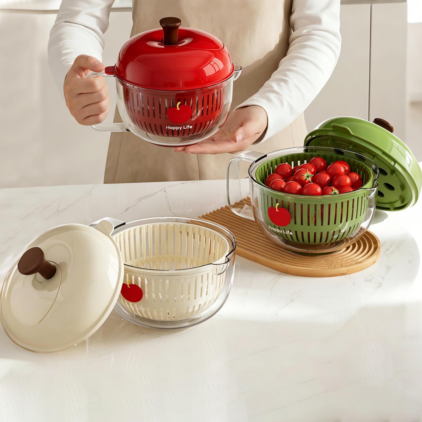 غسالة خضروات بتصميم التفاح، سل - مراجعة Salad Spinner وسعره